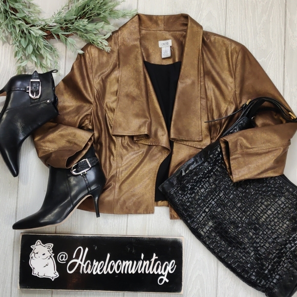 Cache Sweaters - Vintage Cache metallic bronze shrug blazer